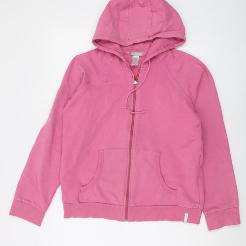 DOMYOS Womens Pink Cotton Full Zip Hoodie Size M Zip