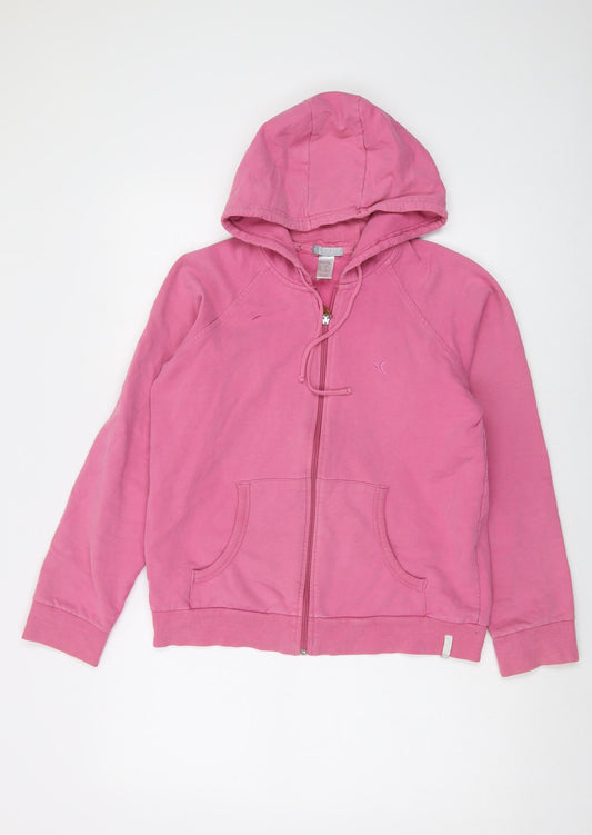 DOMYOS Womens Pink Cotton Full Zip Hoodie Size M Zip