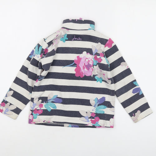 Joules Girls Multicoloured Striped Cotton Pullover Sweatshirt Size 6 Years Zip
