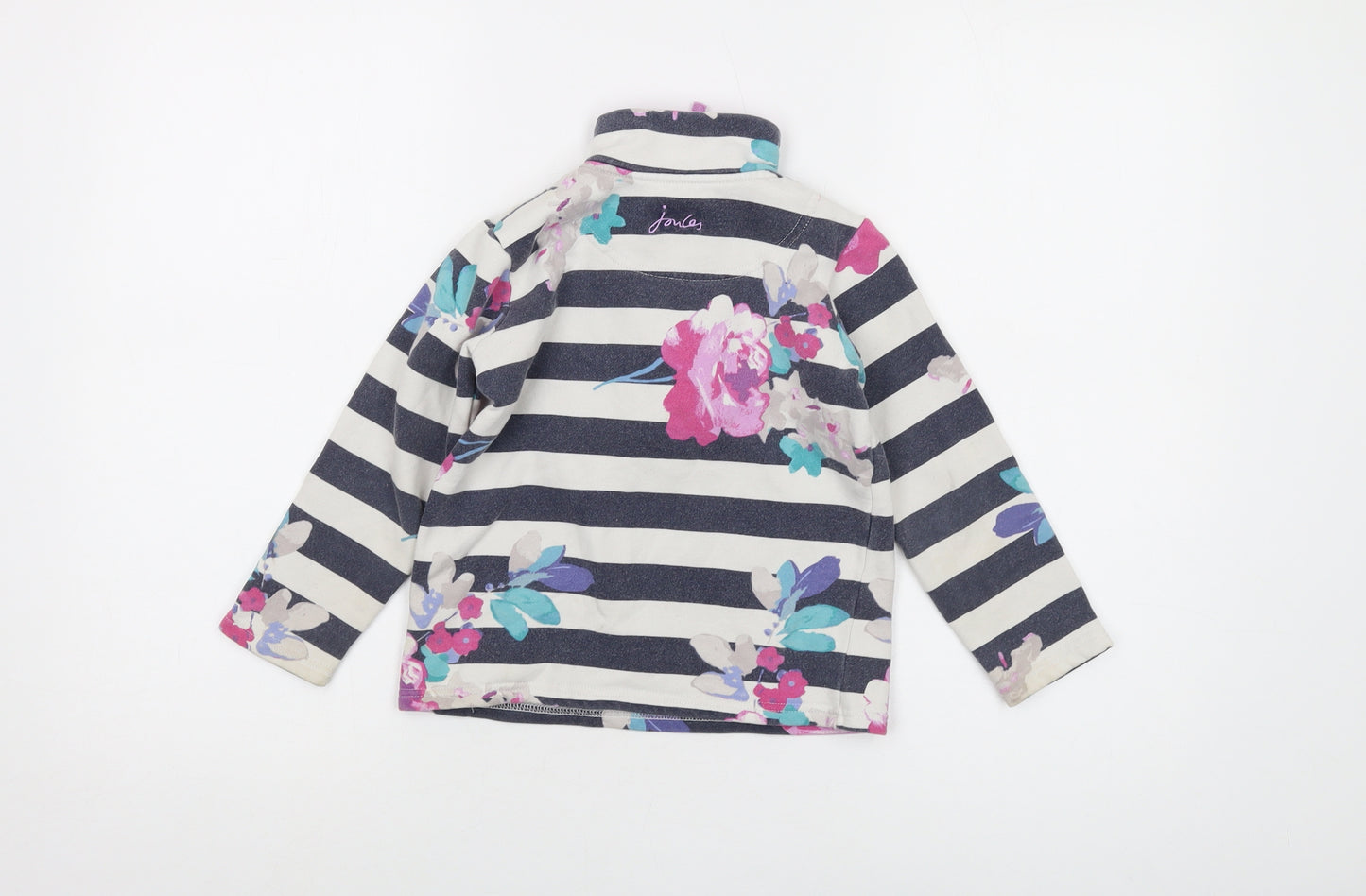 Joules Girls Multicoloured Striped Cotton Pullover Sweatshirt Size 6 Years Zip