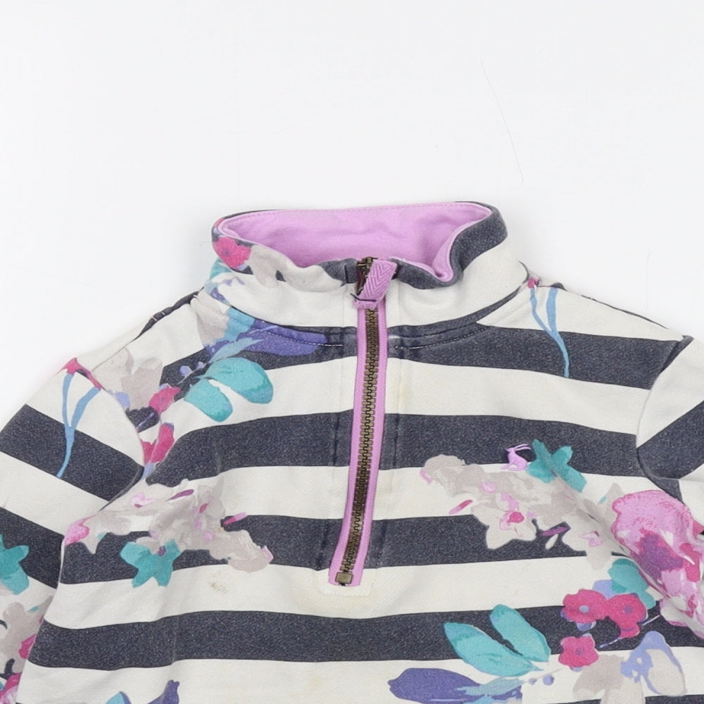 Joules Girls Multicoloured Striped Cotton Pullover Sweatshirt Size 6 Years Zip