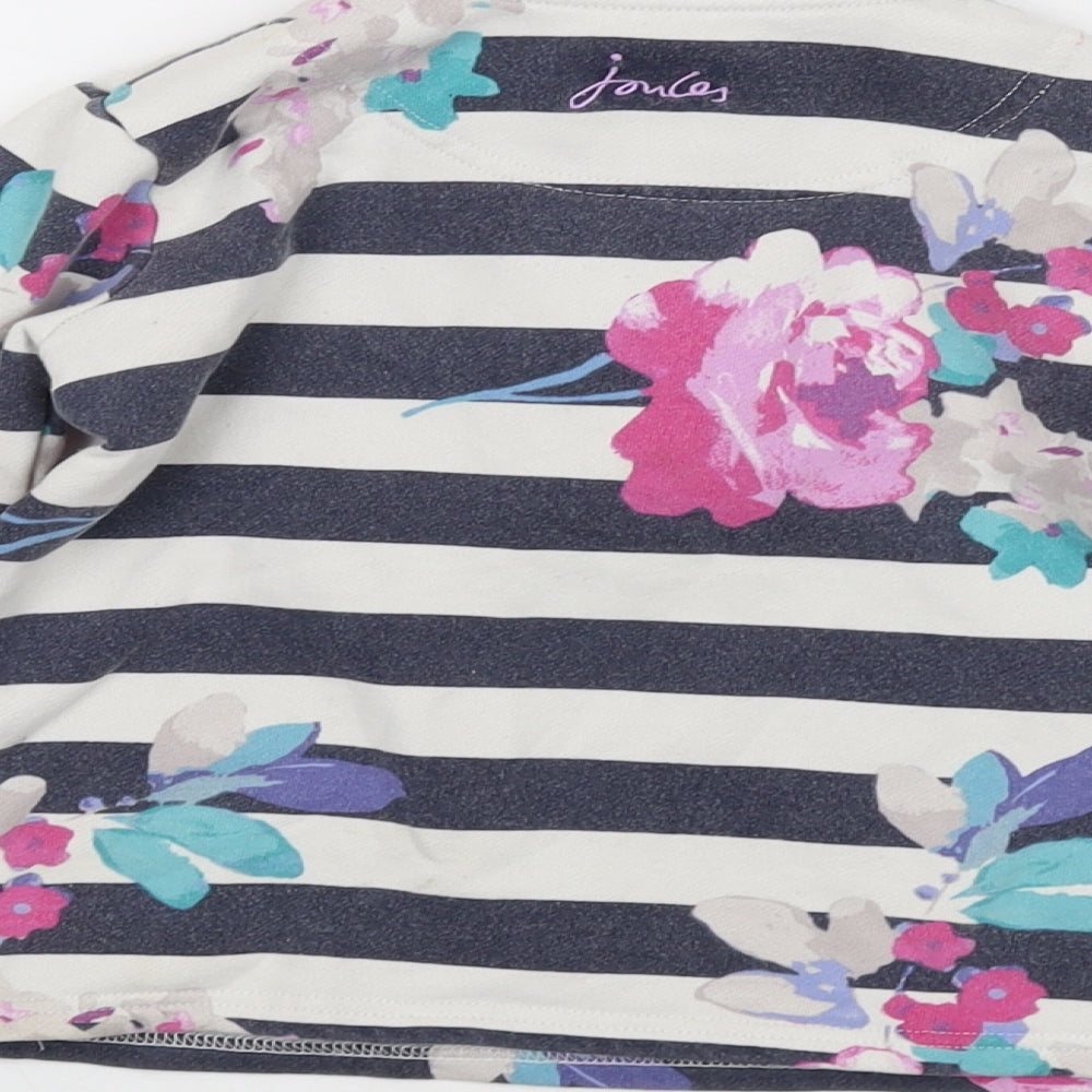 Joules Girls Multicoloured Striped Cotton Pullover Sweatshirt Size 6 Years Zip