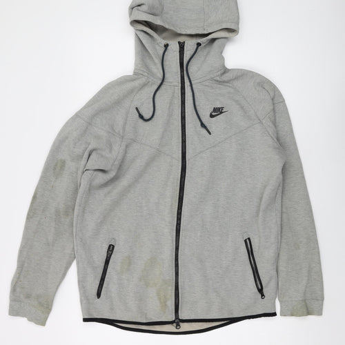 Nike Mens Grey Cotton Full Zip Hoodie Size L