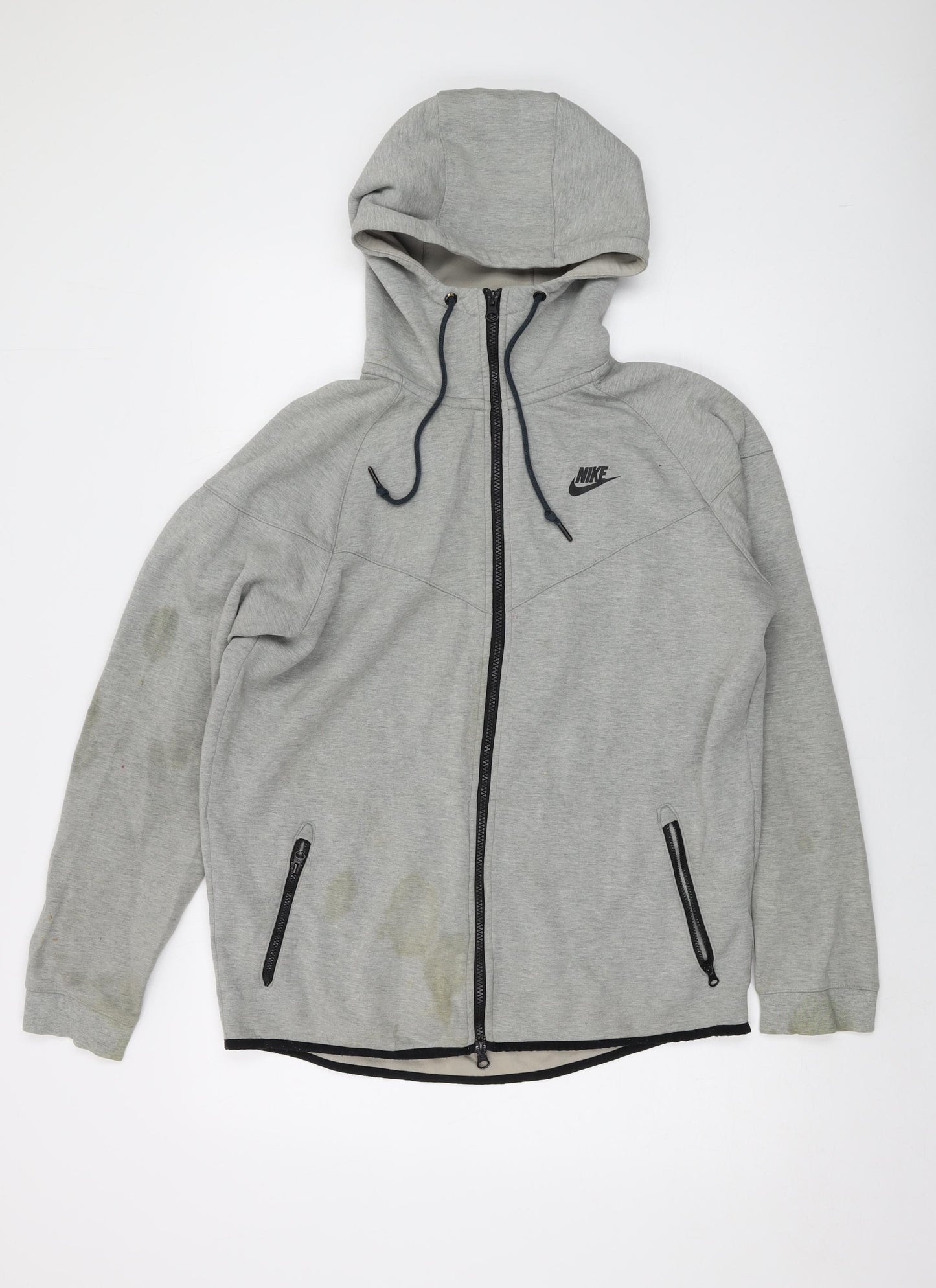 Nike Mens Grey Cotton Full Zip Hoodie Size L