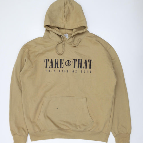 Take That Mens Beige Cotton Pullover Hoodie Size XL