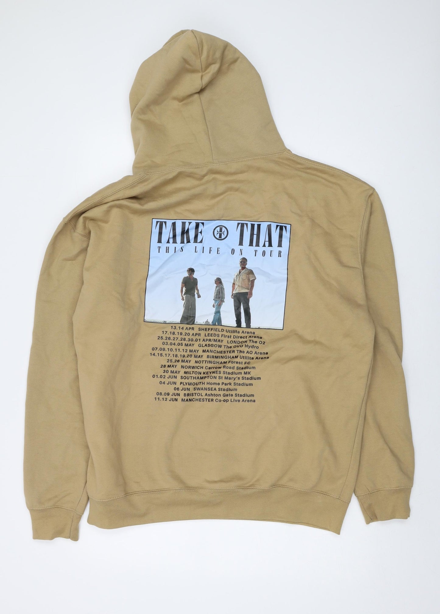 Take That Mens Beige Cotton Pullover Hoodie Size XL