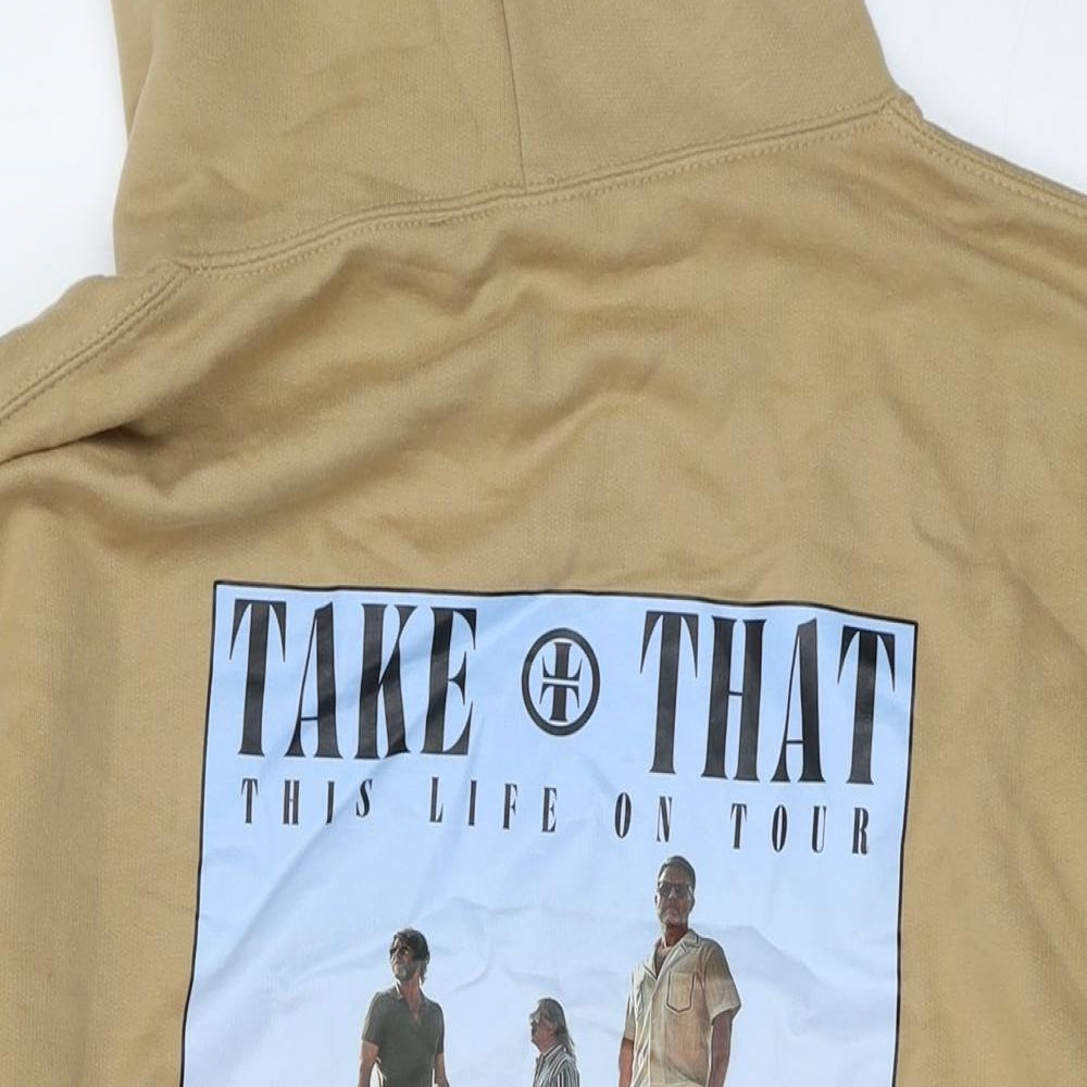 Take That Mens Beige Cotton Pullover Hoodie Size XL