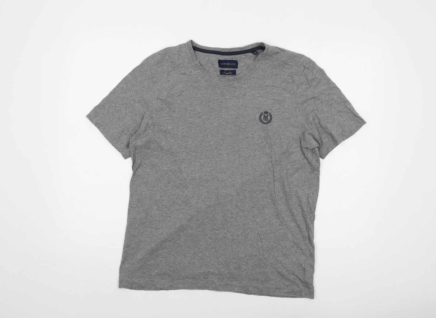 Henri Lloyd Mens Grey Cotton T-Shirt Size XL Crew Neck