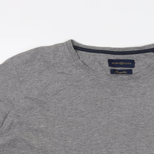 Henri Lloyd Mens Grey Cotton T-Shirt Size XL Crew Neck
