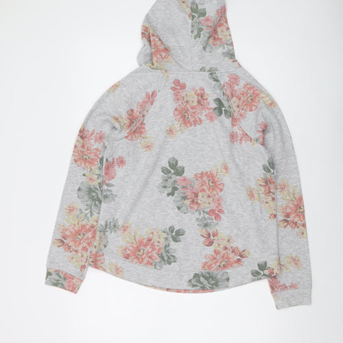 Maurices Womens Grey Floral Cotton Pullover Hoodie Size XS Pullover