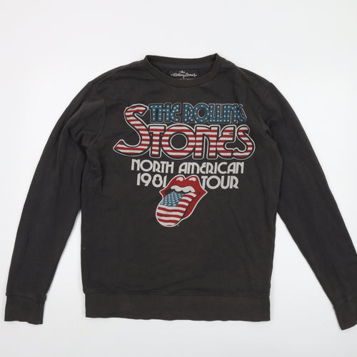 The Rolling Stones Mens Grey Cotton Pullover Sweatshirt Size M