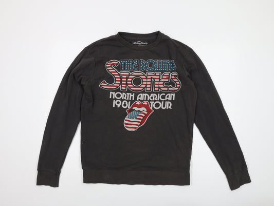 The Rolling Stones Mens Grey Cotton Pullover Sweatshirt Size M