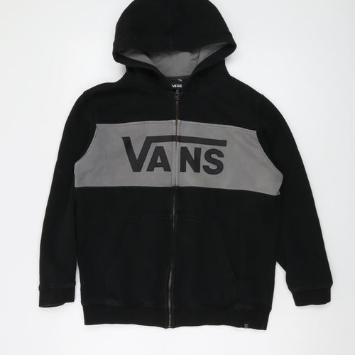 VANS Womens Black Cotton Full Zip Hoodie Size L Zip