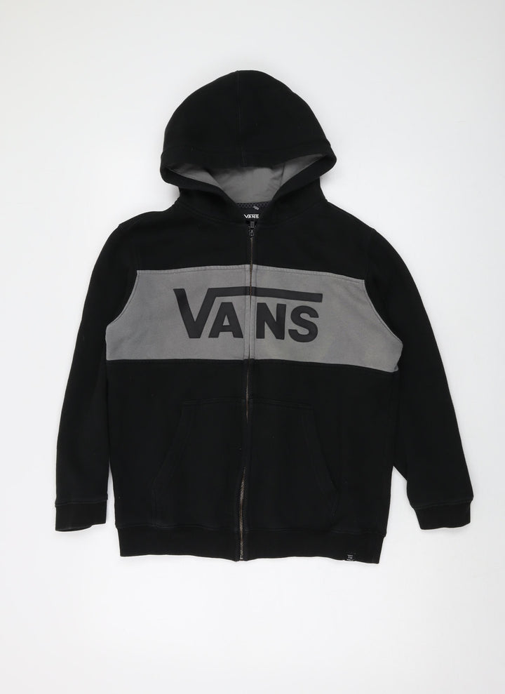 VANS Womens Black Cotton Full Zip Hoodie Size L Zip