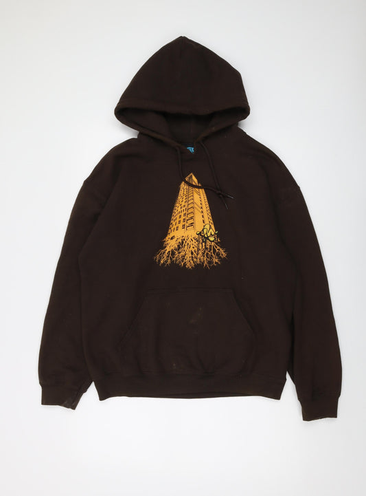 Dephect Mens Brown Cotton Pullover Hoodie Size M