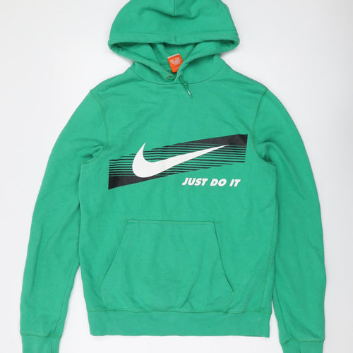 Nike Mens Green Cotton Pullover Hoodie Size S