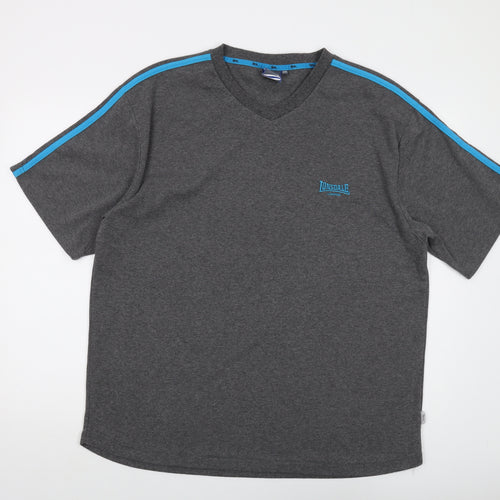 Lonsdale Mens Grey Polyester T-Shirt Size 2XL V-Neck