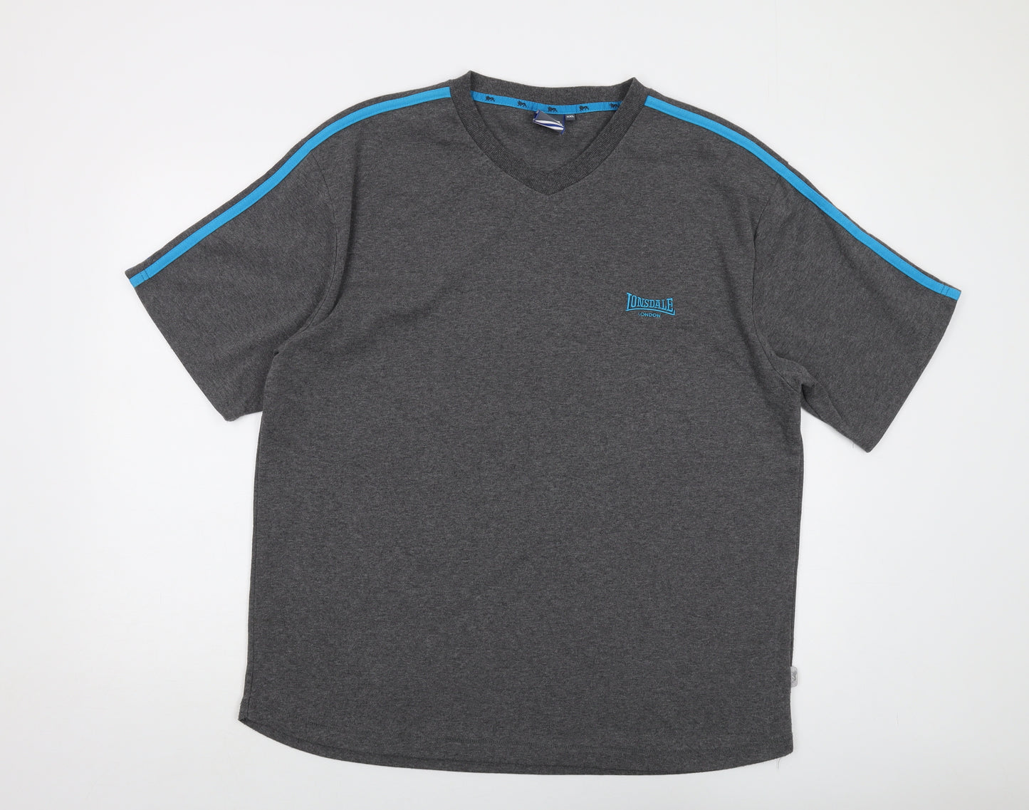 Lonsdale Mens Grey Polyester T-Shirt Size 2XL V-Neck