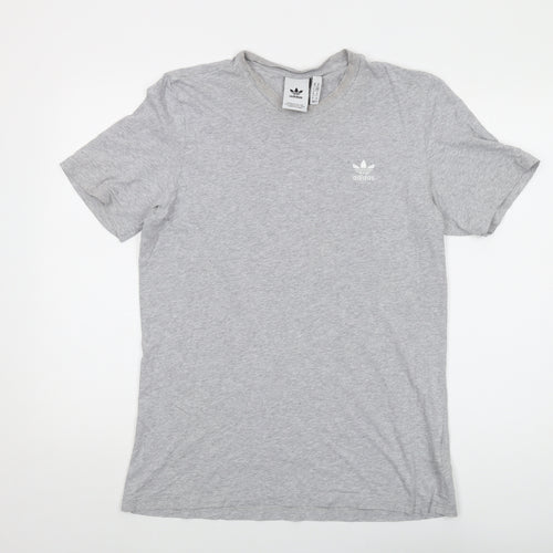 adidas Mens Grey Cotton T-Shirt Size M Crew Neck