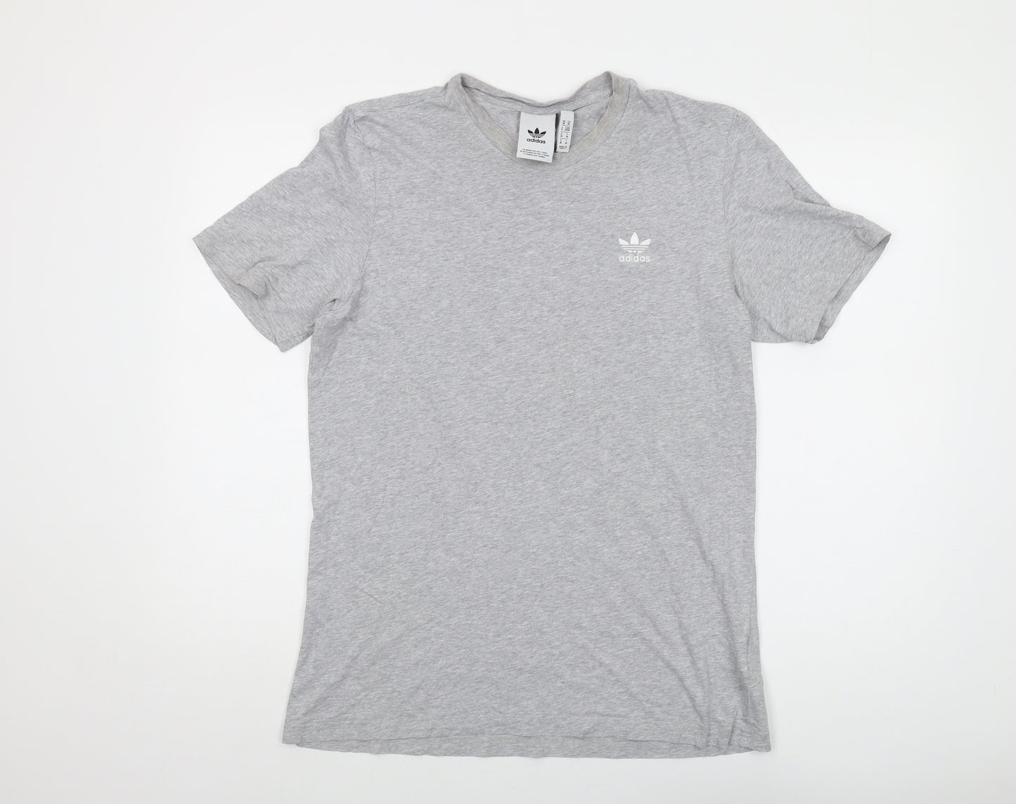 adidas Mens Grey Cotton T-Shirt Size M Crew Neck