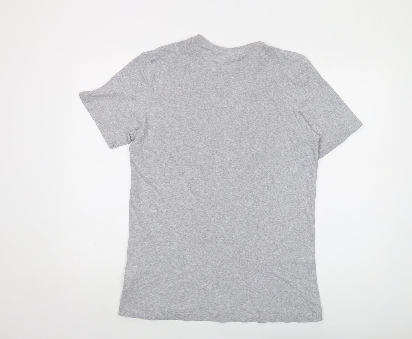 adidas Mens Grey Cotton T-Shirt Size M Crew Neck
