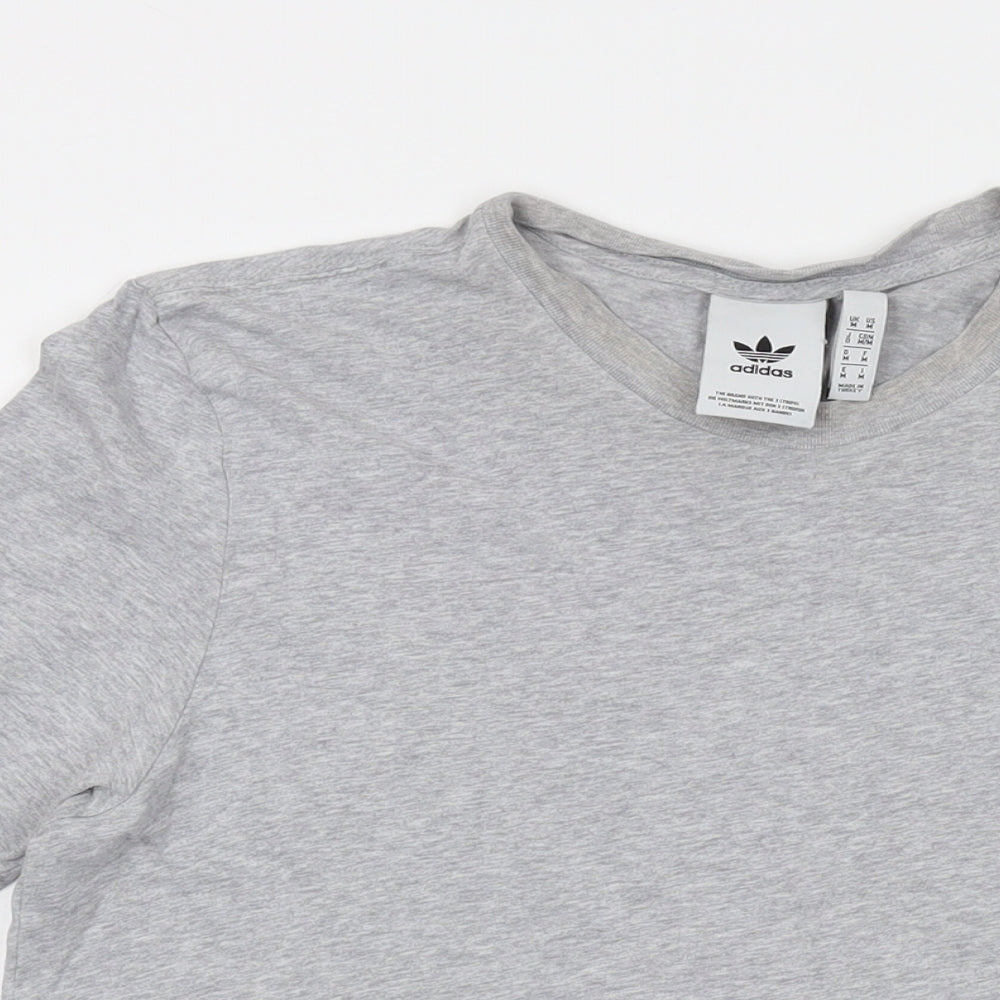 adidas Mens Grey Cotton T-Shirt Size M Crew Neck