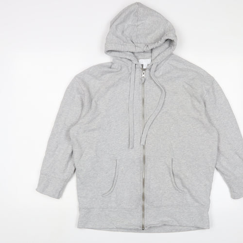 THE WHITE COMPANY Womens Grey Cotton Full Zip Hoodie Size XS Zip