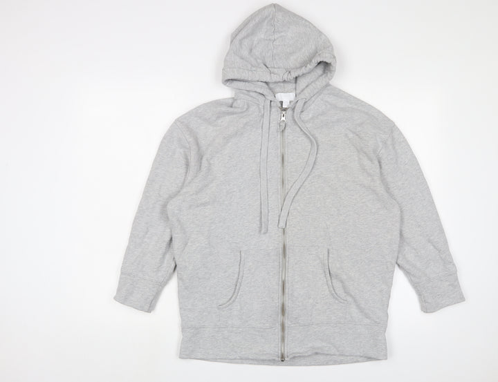 THE WHITE COMPANY Womens Grey Cotton Full Zip Hoodie Size XS Zip