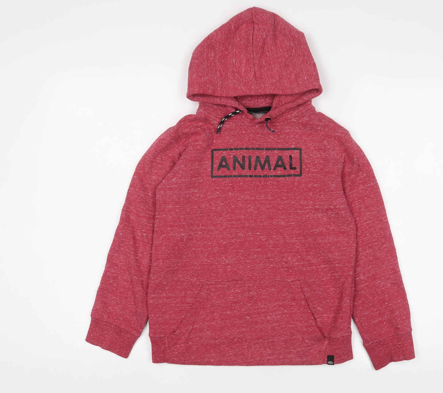 Animal Boys Red Cotton Pullover Hoodie Size 9-10 Years Pullover - Logo
