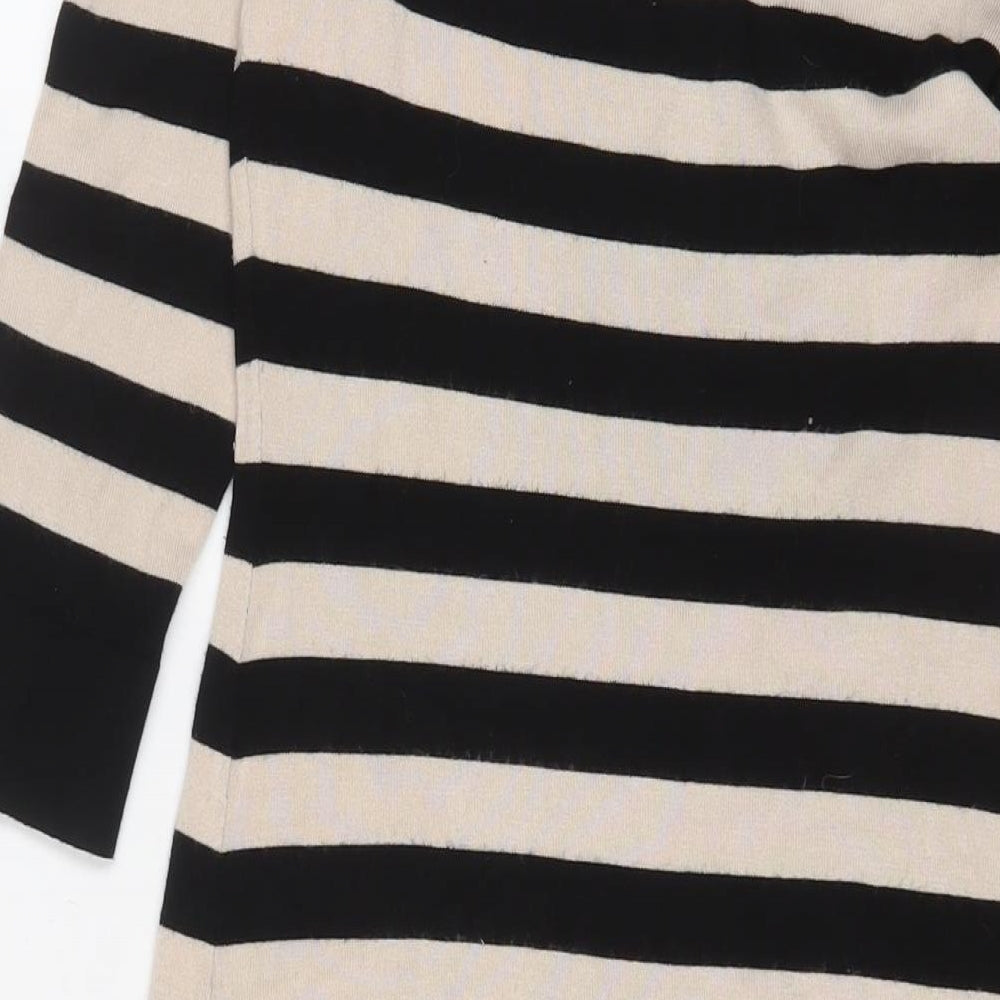 Coast Womens Black Striped Viscose Jumper Dress Size 10 Boat Neck Pullover