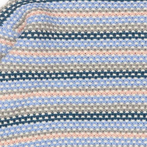 Fat Face Womens Blue Crew Neck Striped Acrylic Pullover Jumper Size 14