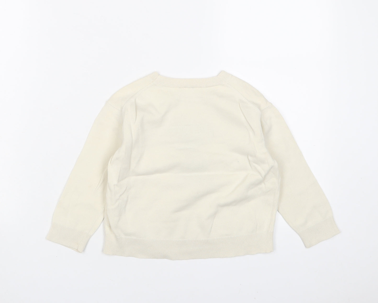 Peanuts Girls Ivory Crew Neck Cotton Pullover Jumper Size 3 Years Pullover - Embroidered