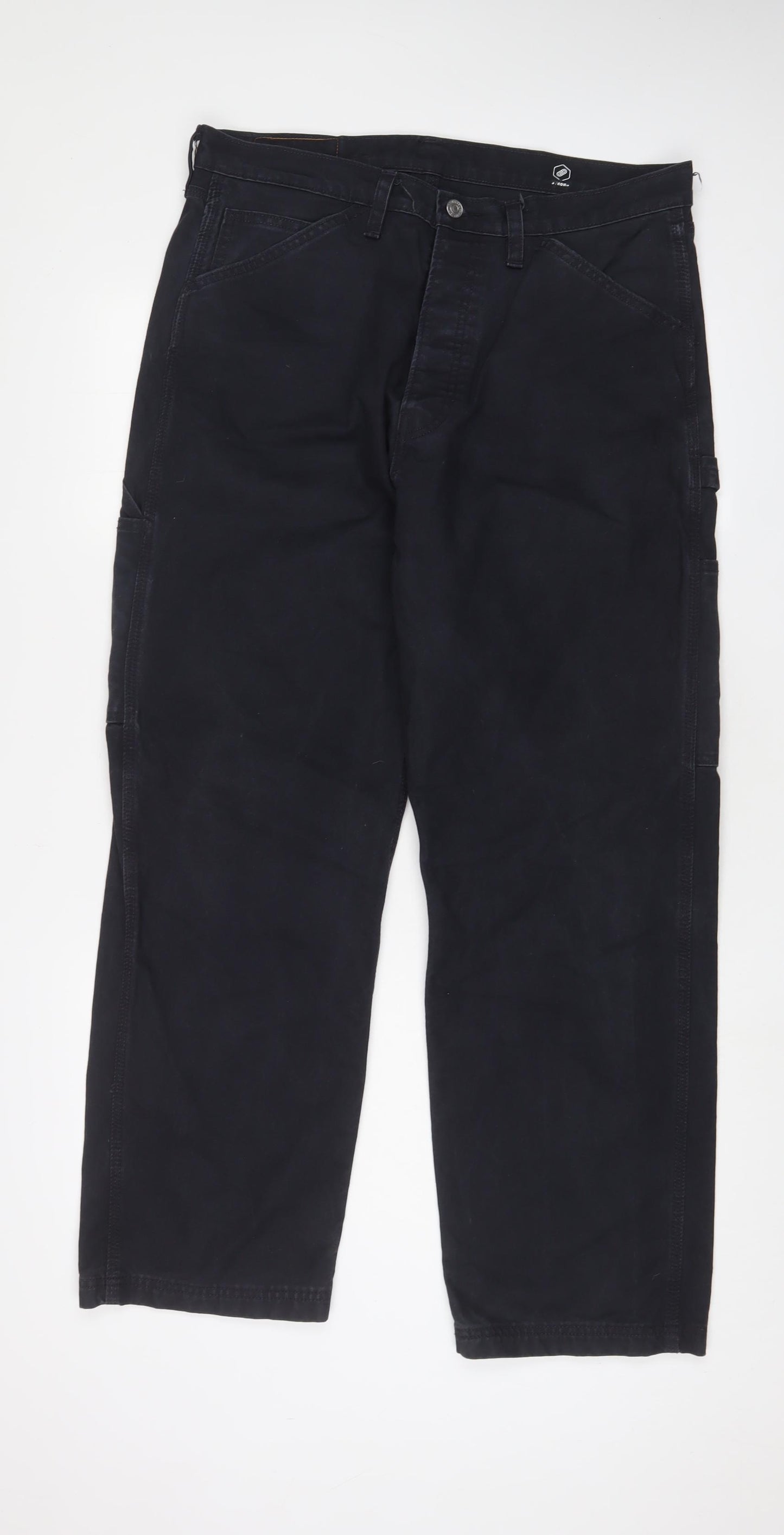 Levi's Mens Black Cotton Wide-Leg Jeans Size 34 in L32 in Regular Button