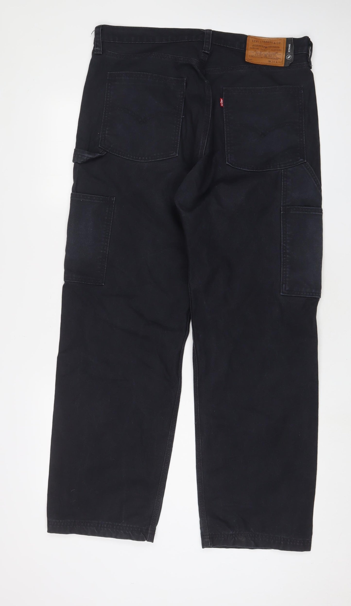 Levi's Mens Black Cotton Wide-Leg Jeans Size 34 in L32 in Regular Button