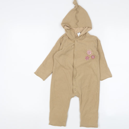Gap Girls Brown Polyester Babygrow One-Piece Size 6-9 Months Snap - Embroidered