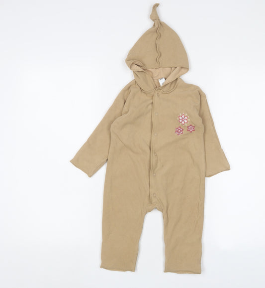 Gap Girls Brown Polyester Babygrow One-Piece Size 6-9 Months Snap - Embroidered