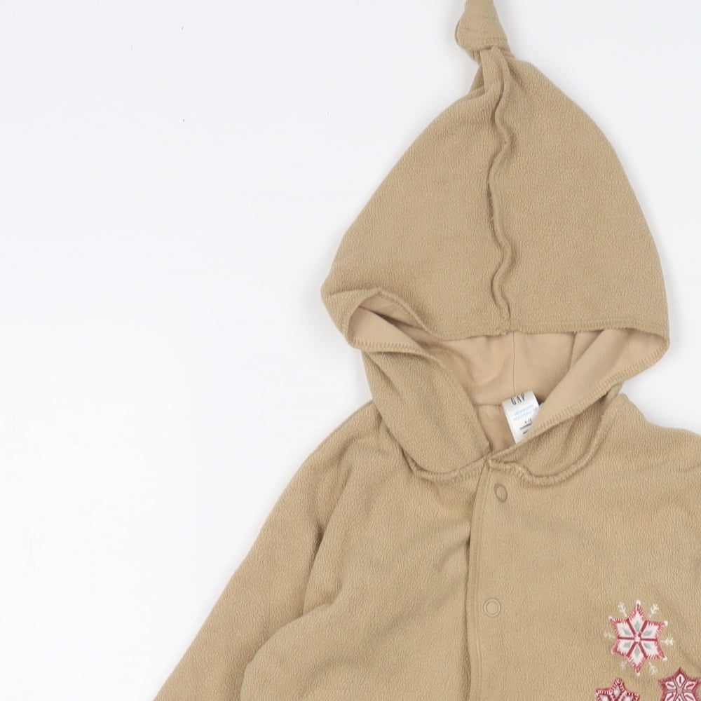 Gap Girls Brown Polyester Babygrow One-Piece Size 6-9 Months Snap - Embroidered