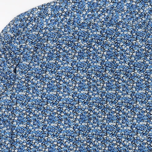 Penguin' Mens Blue Floral Cotton Button-Up Size M Collared Button