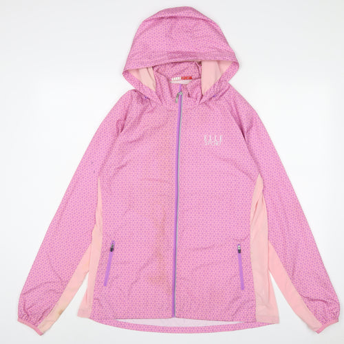 Elle Sport Womens Pink Geometric Jacket Size L Zip - Logo