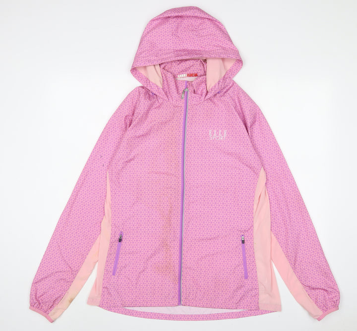 Elle Sport Womens Pink Geometric Jacket Size L Zip - Logo