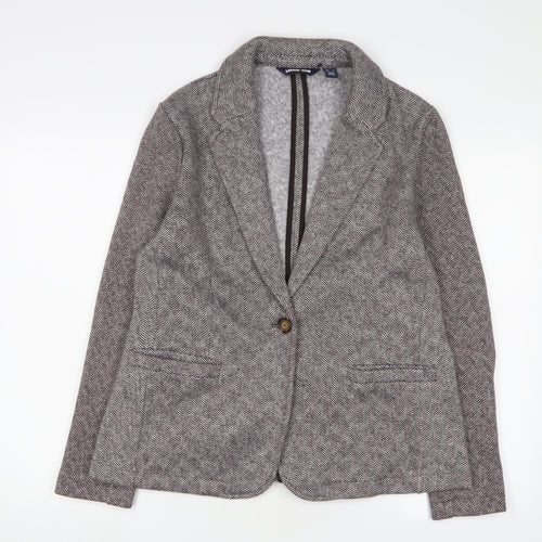 Landsend Womens Brown Geometric Jacket Blazer Size M Button