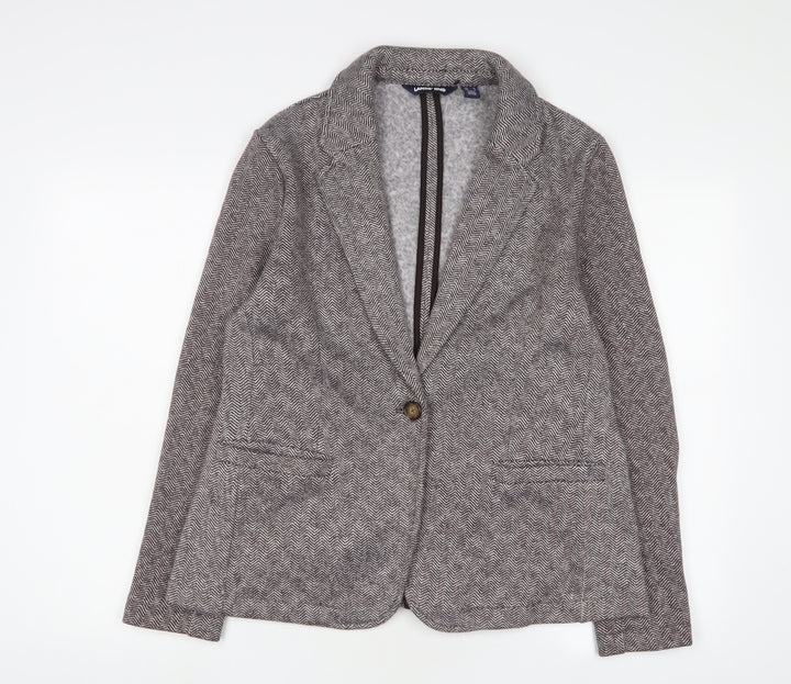 Landsend Womens Brown Geometric Jacket Blazer Size M Button