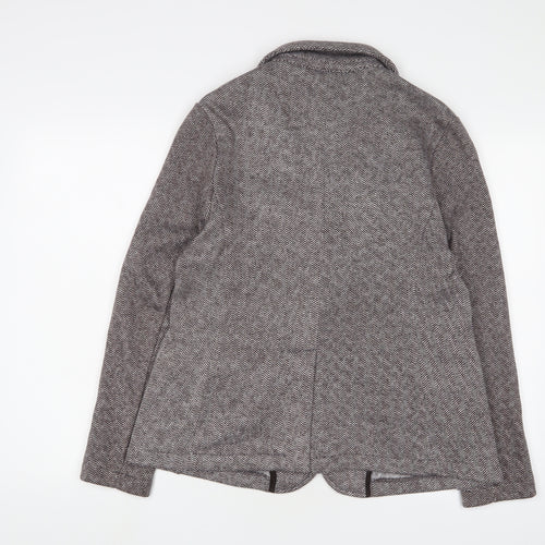 Landsend Womens Brown Geometric Jacket Blazer Size M Button