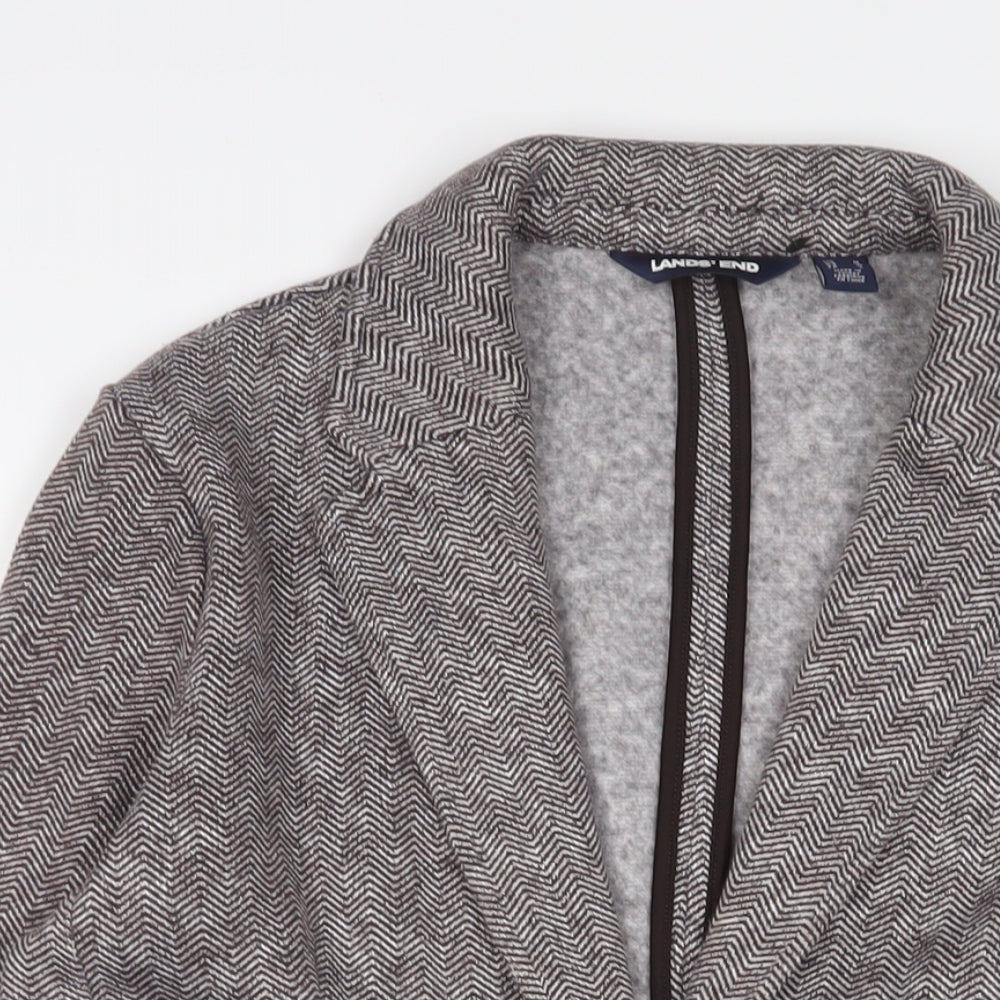 Landsend Womens Brown Geometric Jacket Blazer Size M Button