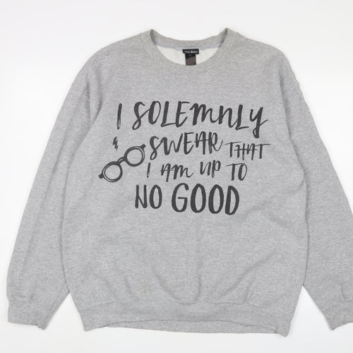 Harry Potter Mens Grey Cotton Pullover Sweatshirt Size L - I solemnly swear i am no to good