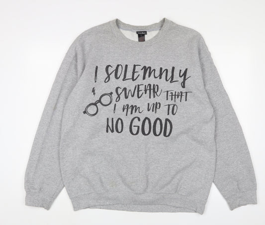 Harry Potter Mens Grey Cotton Pullover Sweatshirt Size L - I solemnly swear i am no to good