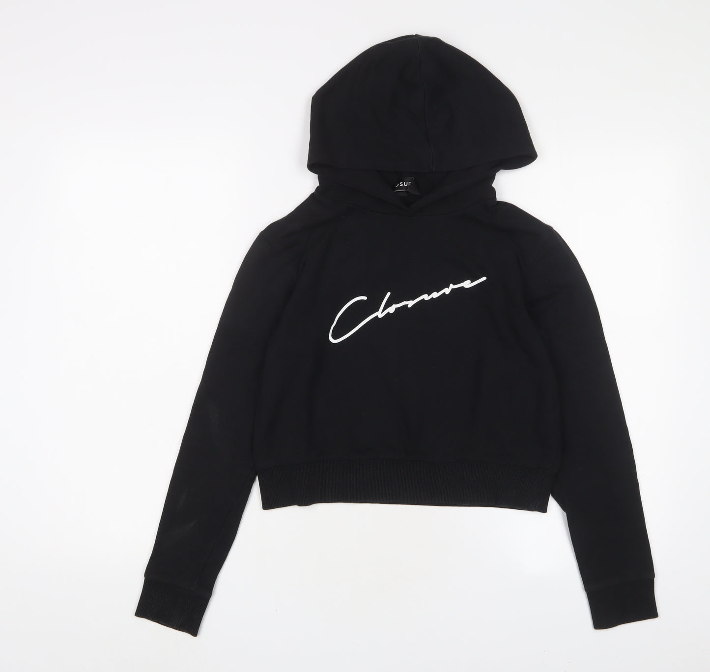 Closure Girls Black Cotton Pullover Hoodie Size 13 Years Pullover - Logo