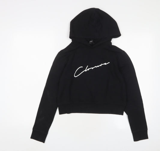 Closure Girls Black Cotton Pullover Hoodie Size 13 Years Pullover - Logo
