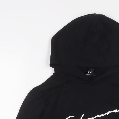 Closure Girls Black Cotton Pullover Hoodie Size 13 Years Pullover - Logo