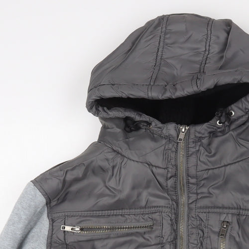 Fabric Womens Grey Bomber Jacket Jacket Size L Zip - Zip Pockets